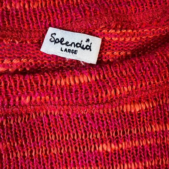 Splendid Hot Pink/Orange Lightweight Boxy Sweater Kangaroo Pocket Size L - Picture 6 of 9